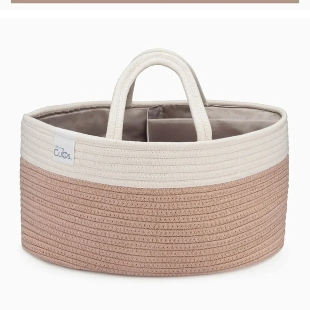Comfy Cubs trip rope basket Diaper Caddy Organizer in blush color